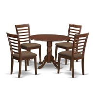 East West Furniture Dlml5-Mah-C - 5 Piece Kitchen Dining Set - An Elegant Dining Room Chairs Linen Fabric Seat And Mahogany Dinner Table