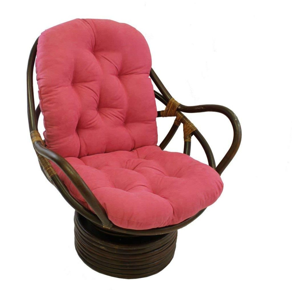 International Caravan Furniture Piece Rattan Swivel Rocker With Micro Suede Cushion