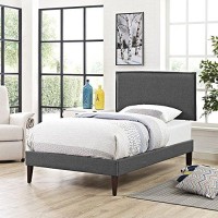 Modway Camille Fabric Platform Bed With Squared Tapered Legs, Twin, Gray