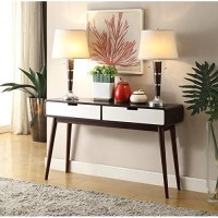 Acme Christa Rectangular 2-Drawer Wooden Console Table In Walnut And White