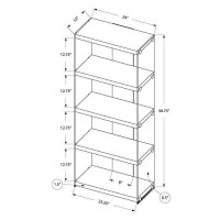 Monarch Specialties 3233 Bookshelf, Bookcase, Etagere, 5 Tier, 60 H, Office, Bedroom, Tempered Glass, Laminate, Grey, Clear, Contemporary, Modern Bookcase-60 Cement, 24 L X 12 W X 58.75 H