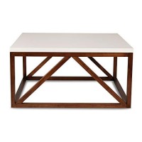 Kate And Laurel Kaya Two-Toned Wood Square Coffee Table With White Top And Walnut Brown Base