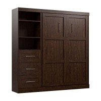 Bestar Pur Full Murphy Bed And Storage Unit With Drawers, 84-Inch Space-Saving Wall Bed With Storage