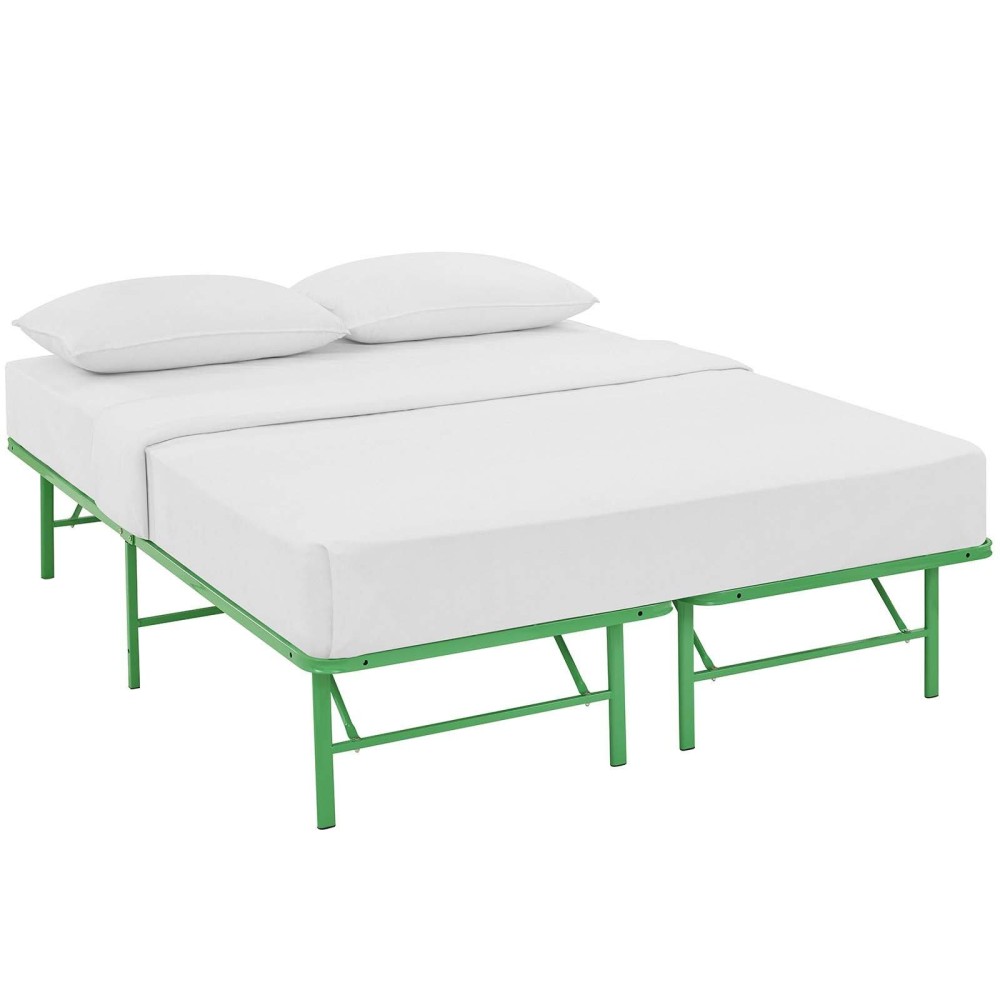Modway Horizon Replaces Box Spring-Folding Metal Mattress Bed Frame, Full, Green