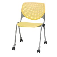 Kfi Seating Poly Stack Chair With Casters And Perforated Yellow