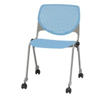 Kfi Seating Poly Stack Chair With Casters And Perforated Sky Blue
