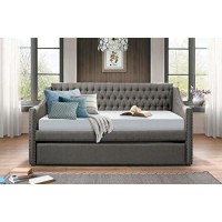 Homelegance Tulney Fabric Upholstered Daybed With Trundle, Twin, Dark Gray