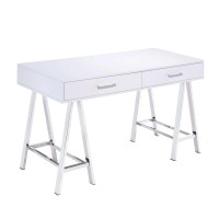 Acme Coleen Home Office Desk In White And Chrome