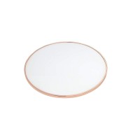 Acme Alivia Round Glass Top End Table In Frosted Glass And Rose Gold