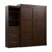 Bestar Pur Queen Murphy Bed And Storage Unit With Drawers, 90-Inch Space-Saving Wall Bed
