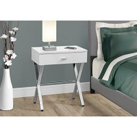 Monarch Specialties Chrome Metal Night Stand Accent Table, 2200 X 1200 X 1800, Glossy White