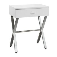 Monarch Specialties Chrome Metal Night Stand Accent Table, 2200 X 1200 X 1800, Glossy White