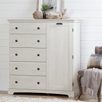 South Shore , Winter Oak Avilla 5-Drawer Dresser With Cabinet Door