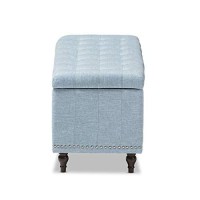 Baxton Studio Kaylee Modern Classic Light Blue Fabric Upholstered Button-Tufting Storage Ottoman Bench