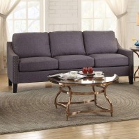 Acme Zapata Jr Linen Fabric Sloped Arms Sofa In Gray