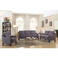 Acme Zapata Jr Linen Fabric Sloped Arms Sofa In Gray