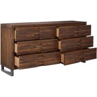 Acme Andria Rectangular 6-Drawer Dresser With Sled Leg In Reclaimed Oak Wood