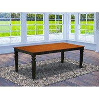 East West Furniture Lgt-Bch-T Logan Dining Table - Cherry Table Top Surface And Black Finish Stylish 4 Legs Solid Wood Rectangle Dining Table