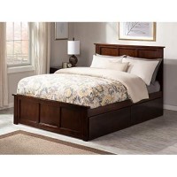 Atlantic Furniture Ar8646114 Madison Platform Bed With Matching Foot Board And 2 Urban Bed Drawers, Queen, Walnut