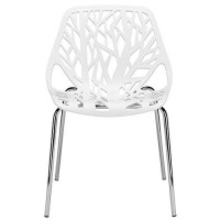 Edgemod Modern Mid-Century Birds Nest Dining Side Chair In White With Chrome Legs (Set Of 4)
