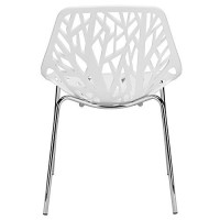 Edgemod Modern Mid-Century Birds Nest Dining Side Chair In White With Chrome Legs (Set Of 4)