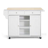 Baxton Studio Meryland Kitchen Cart In White And Brown