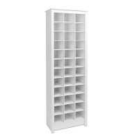 Prepac Space-Saving 36 Pair Shoe Storage Cabinet With Cubbies, 13D X 235W X 725H, White