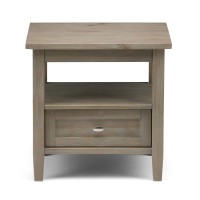 Simplihome Warm Shaker Solid Wood 20 Inch Wide Rectangle Rustic End Side Table In Distressed Grey With Storage, 1 Drawer And 1 Shelf, For The Living Room And Bedroom