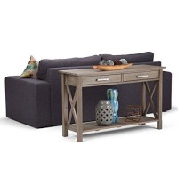Simplihome Kitchener Solid Wood 47 Inch Wide Contemporary Modern Console Sofa Entryway Table In Distressed Grey With Storage, 2 Drawers And 1 Shelf, For The Living Room, Entryway And Bedroom