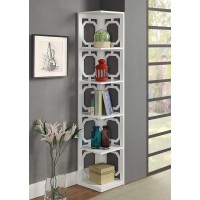 Convenience Concepts Omega 5 Tier Corner Bookcase, White