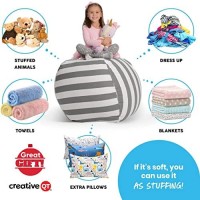 Creative Qt Stuff An Sit Extra Large 38Aa Bean Bag Storage Cover For Stuffed Animals & Toys - Gray & White Stripe - Toddler & Kidsa Rooms Organizer - Giant Beanbag Great Plush Toy Hammock Alternative