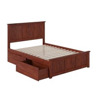 Atlantic Furniture Ar8636114 Madison Platform Bed With Matching Foot Board And 2 Urban Bed Drawers, Full, Walnut