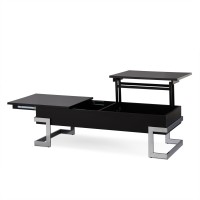 Acme Calnan Rectangular Lift Top Coffee Table In Black And Chrome