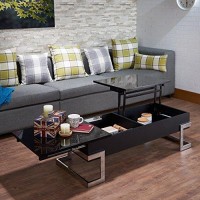 Acme Calnan Rectangular Lift Top Coffee Table In Black And Chrome