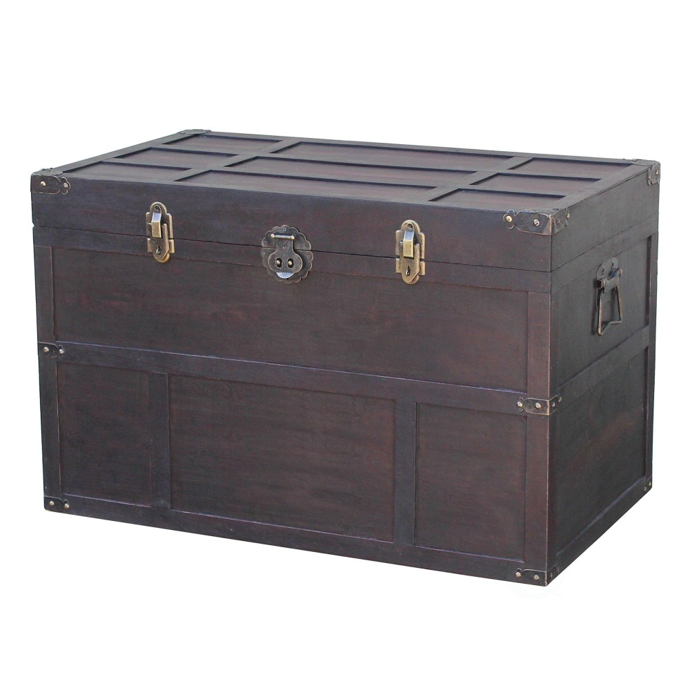 Vintiquewise Qi003041Lnew Antique Style Wooden Steamer Trunk
