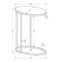 Monarch Specialties Oval With Chrome Metal Accent Table, 19L X 12D X 25H, Glossy White