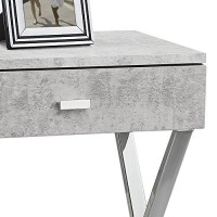 Monarch Specialties I Night Stand Accent Table, 22.00 X 12.00 X 18.00, Grey Cement/Chrome