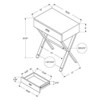 Monarch Specialties I Night Stand Accent Table, 22.00 X 12.00 X 18.00, Grey Cement/Chrome