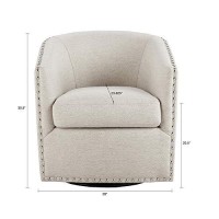 Madison Park Tyler Swivel Chair - Solid Wood, Plywood, Metal Base Accent Armchair Modern Classic Style Family Room Sofa Furniture, Natural