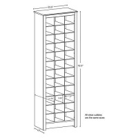 Prepac Space-Saving 36 Pair Shoe Storage Cabinet With Cubbies, 13D X 235W X 725H, Espresso