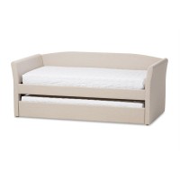 Baxton Studio Camino Upholstered Daybed With Trundle In Beige