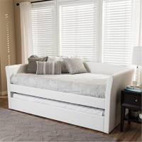 Baxton Studio Camino Modern And Contemporary White Faux Leather Upholstered Daybed With Guest Trundle Bed