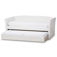 Baxton Studio Camino Modern And Contemporary White Faux Leather Upholstered Daybed With Guest Trundle Bed