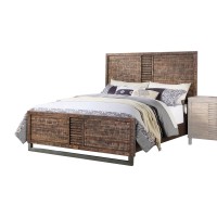 Acme Andria Queen Wooden Panel Bed In Reclaimed Oak
