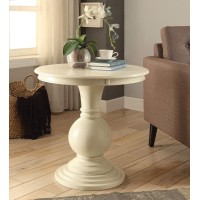 Acme Alyx Wooden Round Pedestal Table In Antique White