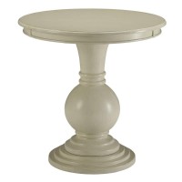 Acme Alyx Wooden Round Pedestal Table In Antique White