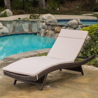 Christopher Knight Home Salem Outdoor Wicker Adjustable Chaise Lounge With Cushions, Multibrown And Textured Beige
