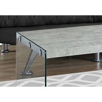 Monarch Specialties , Coffee Table, Tempered Glass, Grey Cement, 44L