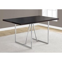 Monarch Specialties Cappuccino/Chrome Metal Dining Table, 60L X 36D X 30H, Brown