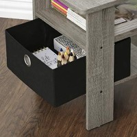Furinno Andrey End Table / Side Table / Night Stand / Bedside Table With Bin Drawer, French Oak Grey/Black